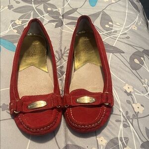 Michael Kors Red Flats with Gold Details